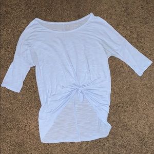 Front tie top with three quarter sleeve